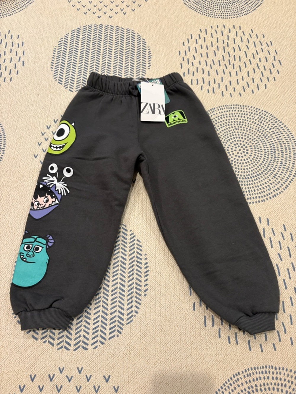 NWT Zara Monsters Inc Black Sweatpants with Colorful Monster Prints